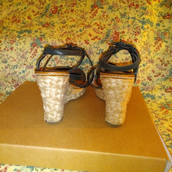 American Eagle Outfitters women shoes Black Espadrilles Wedge Heels strap Size 8 - Picture 6 of 7